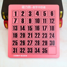 华容道磁铁数字华容道玩具数学三国磁铁5x5华龙儿童不脱落24粒抖音同款 磁力版36格(粉色)