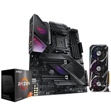 华硕 ASUS ROG-STRIX-RX6700XT-O12G 显卡+玩家国度ROG STRIX X570-E GAMING主板+AMD 锐龙7 5800X CPU处理器