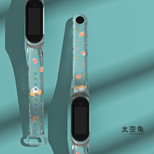 炫戴小米手环6腕带5智能手环4表带nfc运动3透明软硅胶宇航员腕带小米三四五六代个性潮牌定制配件 小米手环 5/6|透明硅胶|太空兔+贴膜2片