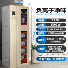 大容量消毒碗柜不锈钢台式商用小型厨房立式家用碗筷消毒柜YONNAILI定制 218升金色+负离子+六层碗架 上下层可独立消毒