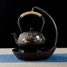 京江 铁壶电陶炉茶炉全自动上水电陶炉煮茶器纯手工茶壶电陶炉茶具套装 自动上水电陶炉+喜上眉梢+四件套