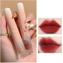 BLUETHIN浮雕蝴蝶结唇釉唇泥学生党素颜显白ins哑光雾面丝绒裸色学生款平价口红正品 【两支】V02-深海珊瑚