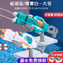 【夏日新品】大号儿童水枪玩具水枪儿童玩具高压喷水大人滋呲抽拉式男宝大容量男孩网红水枪 大号(雀湖蓝*1+薄雾白*1)+护目镜*2 标准配置
