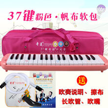 32健37键口风琴小学生儿童初学者口吹琴成人练习课堂演奏乐器ONEVAN 37键安喆粉色(帆布软包)