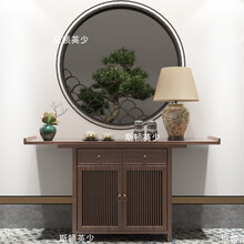 法诗琅郡新中式玄关柜实木禅意端景台门厅装饰柜入户玄关桌条案供桌定制 玄关柜