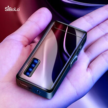 Sibolo仕保罗 气电两用打火机时尚男士充电充气防风火机生日送男友老公电子点烟器定制刻字 气电两用打火机+微雕刻字+十二星座塔罗牌礼盒