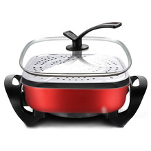 好厨道韩式电炒锅不粘锅多功能家用大容量电热锅电火锅电锅学生宿舍 6L  公司家用 双管加厚加礼包加刀具加蒸片
