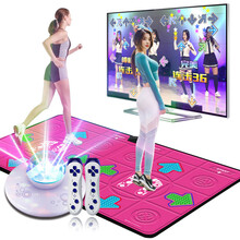 瘦身男女【HDMI超清】无线跳舞毯双人单人跳舞机家用电视电脑两用体感游戏机瑜伽加厚减肥跑步毯 玫红色【超清无线】+手柄+切水果+瑜伽+体感游戏