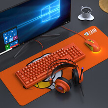 斗鱼（DOUYU.COM）DKS100键盘鼠标耳机套装四件套装吃鸡套装橙色套件