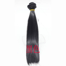 萝莉洋娃娃直发改装BJD娃娃手工制作20cm发排 巴芘娃娃改装假发 2#黑色 +胶水