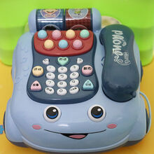 公主电话机女宝宝0-1-3周岁小男孩音乐早教4-5岁儿童幼儿益智玩具 笑脸早教电话机（电池版）蓝色