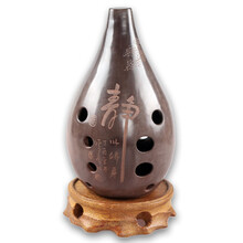 满口埙十孔10孔陶埙古埙土梁吐良埙书法刻字乐器E F G调追乐熏勋 满口埙F调 右起