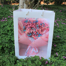 轻奢涞思芊满天星干花花束生日礼物礼盒松人女闺蜜朋友男生士粉玫瑰花向日葵 粉蓝混搭满天星粉雾面灯+礼袋