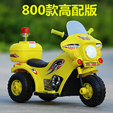 宝宝婴儿儿童电动车摩托车电瓶电动三轮车充电踏板可坐人玩具童车 黄色高配 警车款