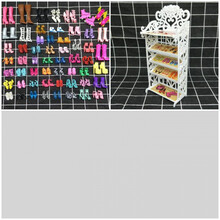 芭比娃娃大套装礼盒公主别墅婚纱过家家屋衣服长发换装玩具儿童节 40鞋+鞋架+饰品5件翅膀溜冰鞋