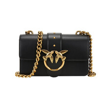 PINKO 21SS春夏款 奢侈品 女士经典金属链条mini单肩斜挎包飞鸟包黑色 1P221PY6XT Z99