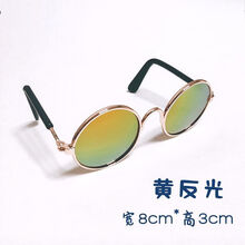 宠物墨镜猫咪眼镜狗小型犬拍照网红搞笑个性卖萌可爱宠物用品头饰 眼镜黄反光 S码