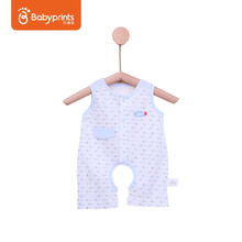 Babyprints无袖哈衣夏季轻薄连体衣婴儿开裆爬服纯棉透气 蓝色 80