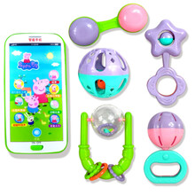 儿童玩具手机 宝宝故事机 仿真触屏玩具 手机电话小猪佩奇手机 小猪佩奇(送电池)加摇铃随机二个