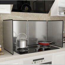 欧曼丽莎  304不锈钢挡油板厨房电磁炉煤气灶台防油溅耐高温加厚遮挡板 高30*长80*深40四折【一体】