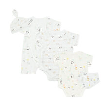 英国mothercare夏季新款婴幼童上衣连体衣哈衣帽子围嘴5件套礼盒 白色 66cm(66/44)