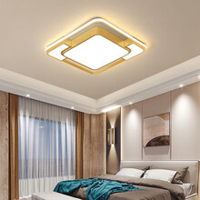 超市	幻色 金色卧室吸顶灯简约现代创意轻奢led灯具书房主卧房间灯吸顶灯 42cm三色智能变光（适用10-15平）