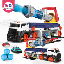 天才小鬼 儿童玩具车大号早教音乐变形轨道车模拟声光可收纳工程汽车3-6岁男孩 生日礼物【带4个合金车】