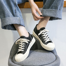 2021 韩版帆布鞋女焦糖饼干学生百搭原宿风ulzzang港味复古板鞋1970 帆布鞋 黑色 39