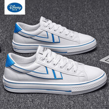 ℘ 迪士尼同款旗舰官方店毕买童装男童鞋子夏季10男孩板鞋12儿童透气布鞋薄款15岁中大童白色帆布鞋 白蓝 32