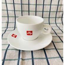 illy咖啡杯 illy咖啡杯陶瓷杯卡布奇诺意式浓缩杯拿铁咖啡杯可定制LOGO 180毫升杯加碟
