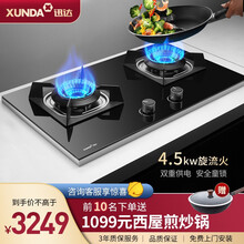 迅达(XUNDA)  DB8807 平板灶 燃气灶家用旋流猛火双灶无开孔天然气灶 天然气
