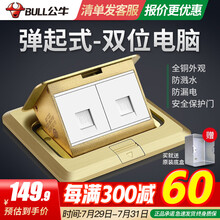 公牛地插座隐藏式全铜防水双电脑网络弹起式地插座双口网线多媒体地面插座 弹起式双电脑地插