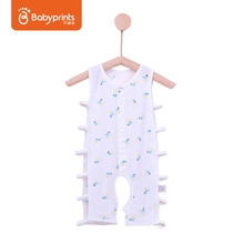 Babyprints宝宝琵琶衣开裆连体衣轻薄无袖爬服新生儿哈衣 白色 80