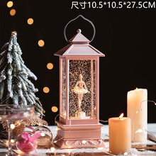 520风灯飘下雪花水晶球音乐盒旋转跳芭蕾舞配女孩八音盒生日礼物 粉框芭蕾新