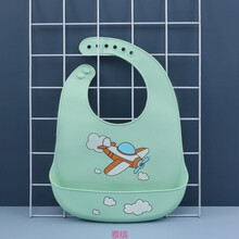 泰缤 宝宝饭兜防水食饭兜婴儿吃饭围兜夏季超软防水透气围嘴儿童饭兜兜hj 立体款-绿色飞机