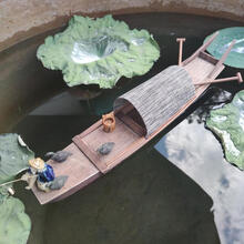 【新品】复古小物件乌篷船小木船鱼船手工模型家居摆件办公室好物桌面布置 防水50x10x10CM3
