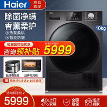 海尔（Haier）热泵烘干机 干衣机家用 10KG滚筒式 正反转匀烘 玉墨银外观 免熨烫烘衣机 【热泵】10KG香薰玉墨银EHG100MATE5S