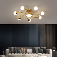 费斯（FEISS）卧室灯2021年新款主卧网红led房间灯饰创意轻奢现代简约吸顶灯具 【金色-大号7头】直径65CM-无极调光