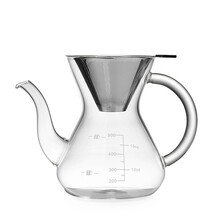 美斯尼 玻璃咖啡壶带过滤咖啡具不锈钢滴漏式过滤网滤杯免滤纸居家用带刻度 长嘴沙漏壶 750ml