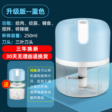搅蒜器蒜蓉搅碎机迷你蒜泥神器捣蒜器电动压蒜器自动打蒜机蒜末机开 250ML蓝+升级大动力+绞肉绞蒜+送挡板+)