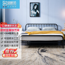 宜眠坊(ESF)床 简欧铁艺床 双人床1.5米 单人床 出租房公寓铁架床 (不含床垫) EC100黑色