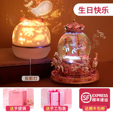 六一儿童节玩具女孩生日礼物6女童3一9四小7女8至1210岁以上5 投影灯+八马七彩飘雪款《生日快乐》-手提袋-代写贺