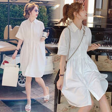 小兀 孕妇装夏装孕妇裙夏季夏天外穿孕妇连衣裙宽松大码孕妇裙子孕妈装 白色 M