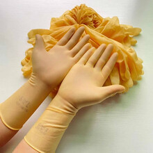 一次性12寸居家黄牛筋加长乳胶橡胶通用耐磨分左右手劳务洗车手套 黄色S码10双