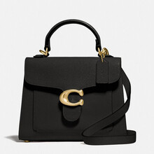 蔻驰 COACH 奢侈品 女士专柜款 TABBY系列 20号手提单肩包黑色鹅卵石纹皮革 636 B4 BK