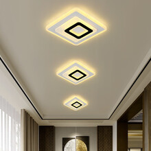 烛影 北欧入户灯过道灯走廊灯门厅灯玄关灯衣帽间灯LED吸顶灯简约阳台灯具 方黑 大号24cm【暖光】明装