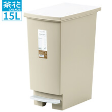 茶花 脚踏分类垃圾桶 可手按纸篓卫生间垃圾桶家用厨房客厅翻盖15L咖色205002*