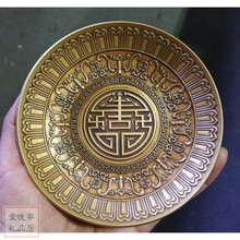 古玩文玩老物件收藏 古玩古董铜器杂件收藏仿古黄铜老包浆蝙蝠寿字碟子铜盘子摆件