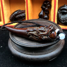 【欧阳先生】仿古牛角龙头尖子手把件挂件摆件实心文玩角雕精雕刻男士随身