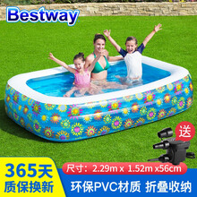 Bestway百适乐 儿童充气游泳池家用加厚超大号小孩婴儿保温泳池家庭戏水池养鱼池洗澡盆浴缸 彩绘游泳池（229*152*56cm）54120E